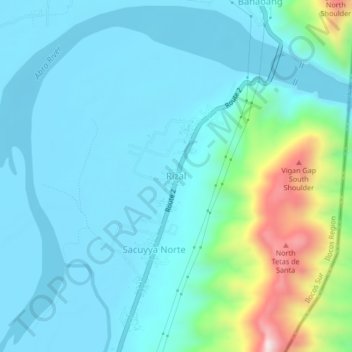 Mapa topográfico Rizal, altitude, relevo