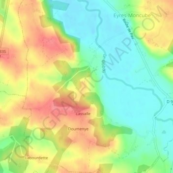 Mapa topográfico Galan, altitude, relevo