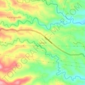 Mapa topográfico Salawu, altitude, relevo