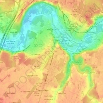 Mapa topográfico Vallée Raintrue, altitude, relevo