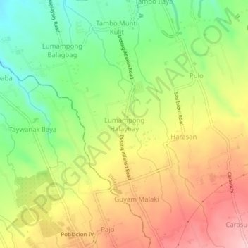 Mapa topográfico Lumampong Halayhay, altitude, relevo