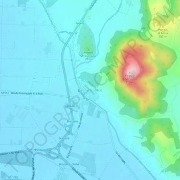 Mapa topográfico Bagno Roselle, altitude, relevo
