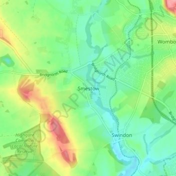 Mapa topográfico Smestow, altitude, relevo