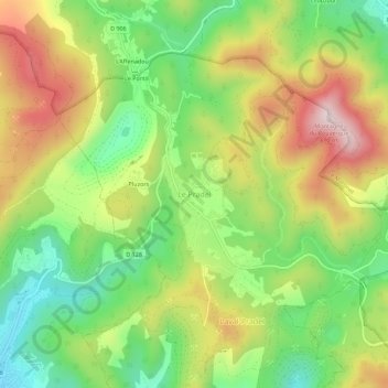 Mapa topográfico Le Pradel, altitude, relevo