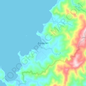Mapa topográfico Baliguian, altitude, relevo