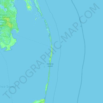 Mapa topográfico Outer Banks, altitude, relevo