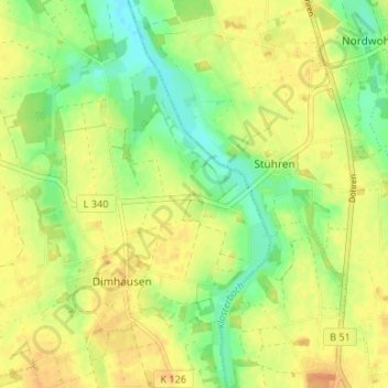 Mapa topográfico Nüstedt, altitude, relevo