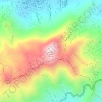 Mapa topográfico Cerro Santa Elena, altitude, relevo
