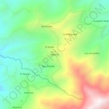 Mapa topográfico Albania, altitude, relevo