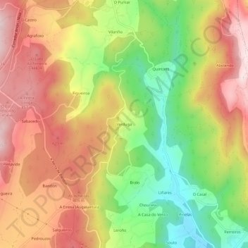 Mapa topográfico Verduga, altitude, relevo