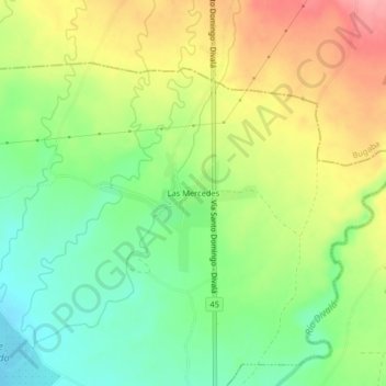 Mapa topográfico Las Mercedes, altitude, relevo