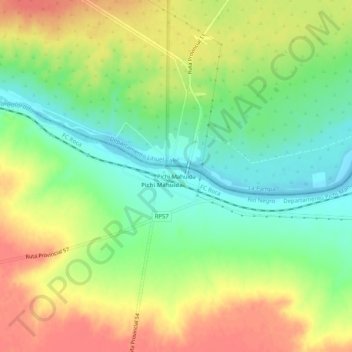 Mapa topográfico Pichi Mahuida, altitude, relevo