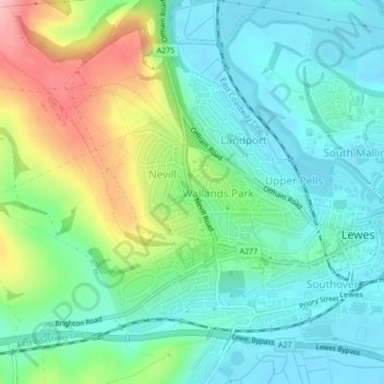Mapa topográfico Maple, altitude, relevo