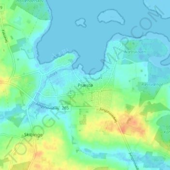 Mapa topográfico Præstø, altitude, relevo
