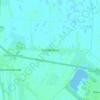 Mapa topográfico Zuidwending, altitude, relevo