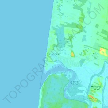 Mapa topográfico Foxton Beach, altitude, relevo