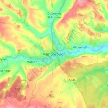 Mapa topográfico Marlborough, altitude, relevo