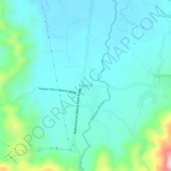 Mapa topográfico Mainit, altitude, relevo