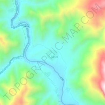 Mapa topográfico 香巴, altitude, relevo