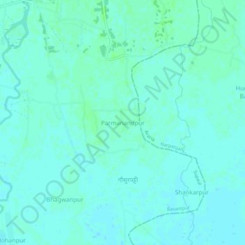 Mapa topográfico Parmanandpur, altitude, relevo