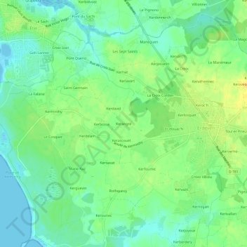 Mapa topográfico Kerangre, altitude, relevo
