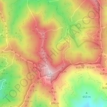 Mapa topográfico El Mirlo, altitude, relevo