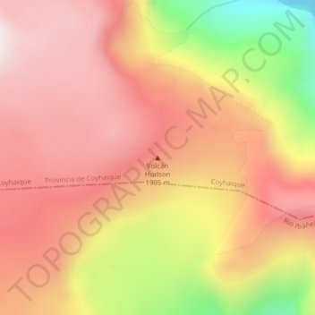 Mapa topográfico Volcán Hudson, altitude, relevo