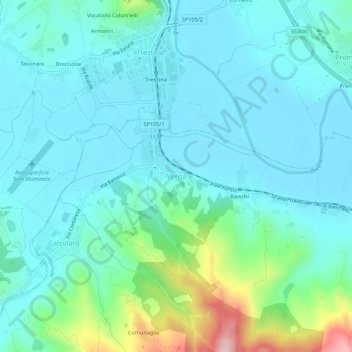 Mapa topográfico Verna, altitude, relevo
