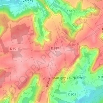 Mapa topográfico Montbérault, altitude, relevo