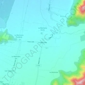 Mapa topográfico La Marinana, altitude, relevo