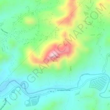 Mapa topográfico Cerro Santa Ana, altitude, relevo