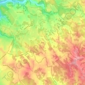 Mapa topográfico Dordé, altitude, relevo