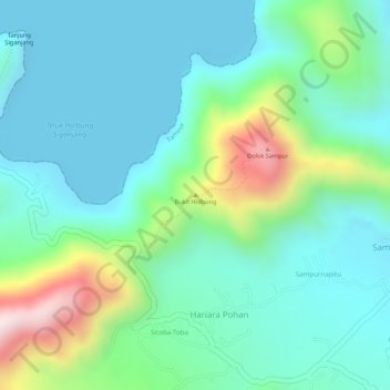 Mapa topográfico Bukit Holbung, altitude, relevo