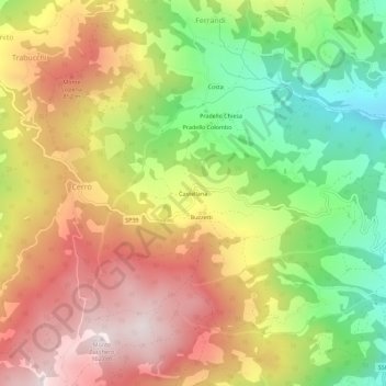 Mapa topográfico Castellana, altitude, relevo