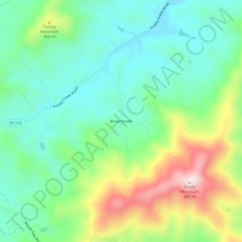 Mapa topográfico Browntown, altitude, relevo