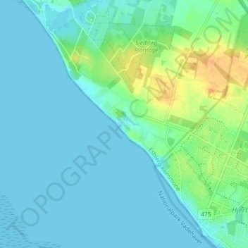 Mapa topográfico Sjelborg, altitude, relevo