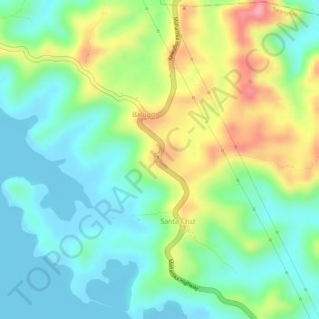 Mapa topográfico Elevation 105 meters, altitude, relevo