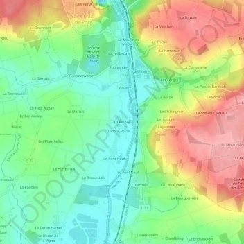 Mapa topográfico La Rivière, altitude, relevo