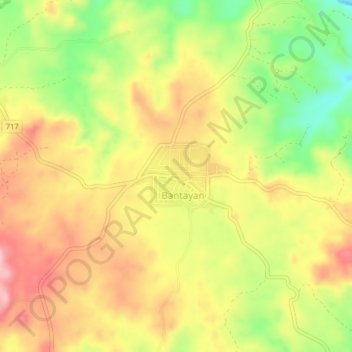 Mapa topográfico Bantayan, altitude, relevo