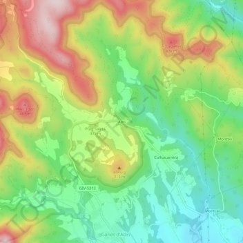 Mapa topográfico Adri, altitude, relevo