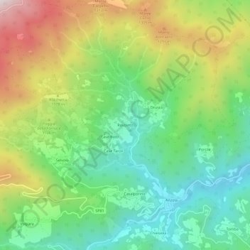 Mapa topográfico Revoleto, altitude, relevo