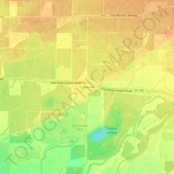 Mapa topográfico Centerville, altitude, relevo