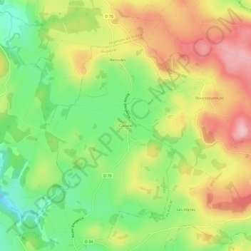 Mapa topográfico Cocural, altitude, relevo