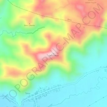Mapa topográfico Doro Lalepa, altitude, relevo