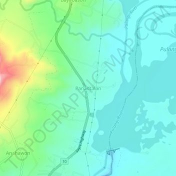 Mapa topográfico Panadtalan, altitude, relevo