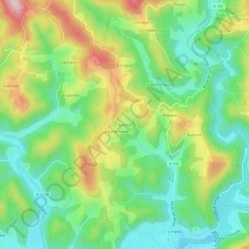 Mapa topográfico Aubech, altitude, relevo