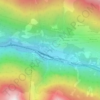 Mapa topográfico La Praz, altitude, relevo
