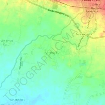 Mapa topográfico Pahinga Sur, altitude, relevo