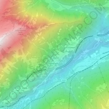 Mapa topográfico Verger, altitude, relevo