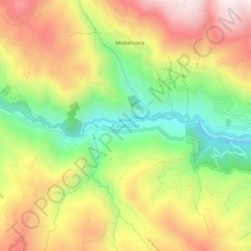 Mapa topográfico Paucona, altitude, relevo